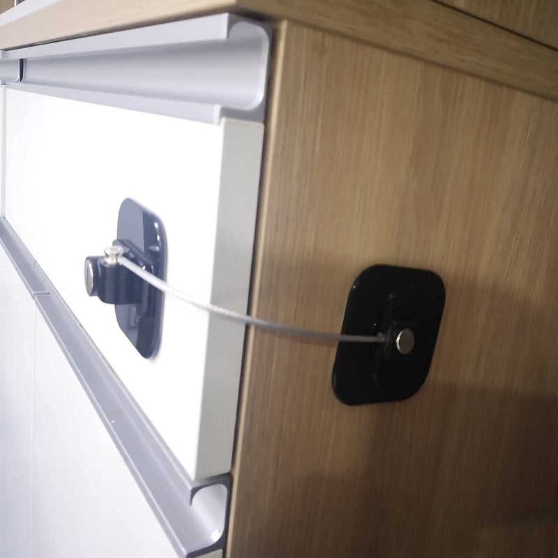 YEYA Upgraded Refrigerator Locks for Adults, Drawer Lock with Key, Cabinet Lock for Baby Proofing 2 Pack Black - Image 1
